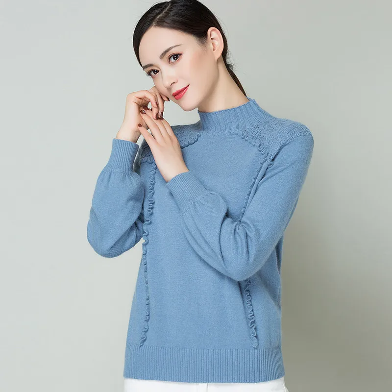 ^*Best Offers XL Brand Sweater Fall Winter Women Short Sweater 2019 New Solid Color Ruffles Knit Sweater Shoulder Crude Needle Pattern Sweater
