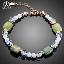 AZORA модные ювелирные изделия розовое золото цветные браслеты смешанные с зеленым кристаллом и белой тридакной для женщин TS0093
