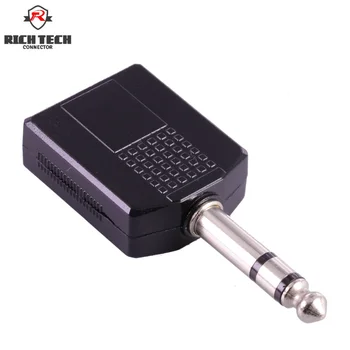 

50pcs Stereo 3poles Jack 6.35mm to 2x6.35mm Socket Audio Converter Double Jacks 6.5mm to 6.35mm Male Plug Audio Connector