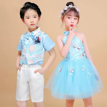 

Elegant Dance Costume For Kids Jazz Rave Outfit Girl Stage Tutu Dress Boy Dancing Suit Children Team Performance Clothes DC2156