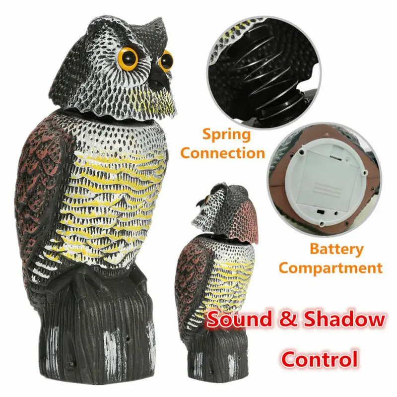 

Hot Sale Realistic 360 Degree Rotating Bird Repellent Fake Owl Decoy Bird Scarer For Pest Control Scarecrow Garden Yard Decor
