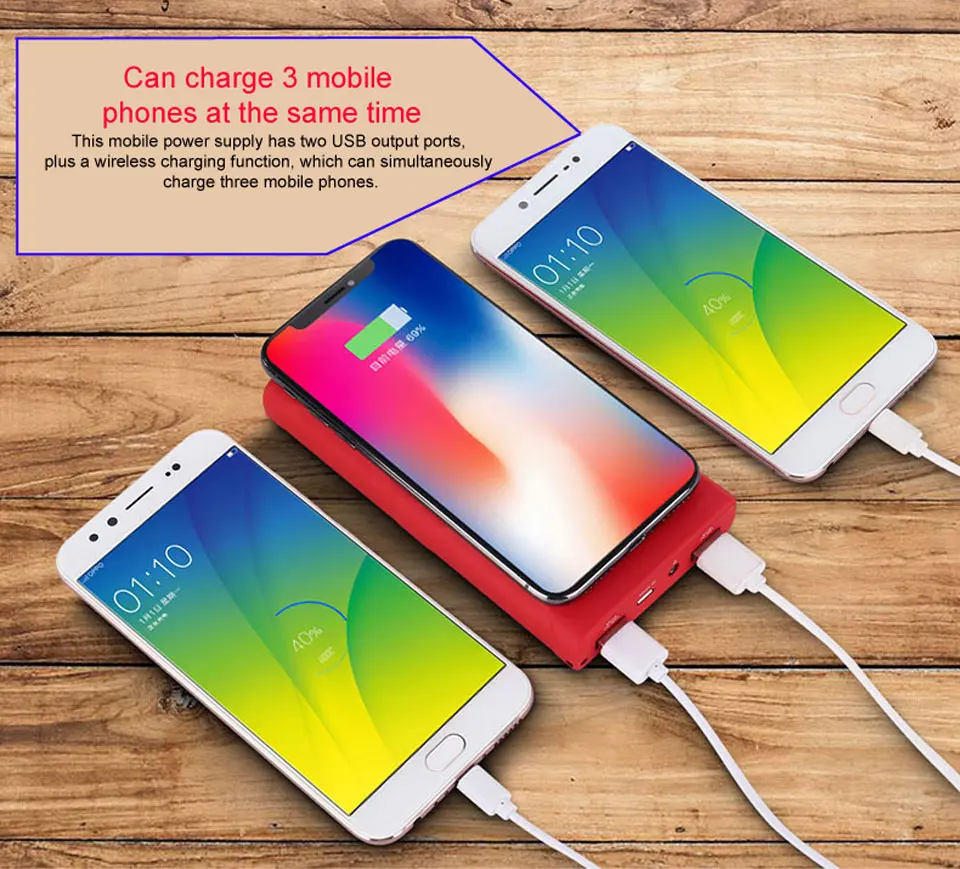 LCD 12000mAh QI Wireless Power Bank Charger For iPhone X 8 Battery Charger Wireless Charging Pad for Samsung powerbank Dual USB