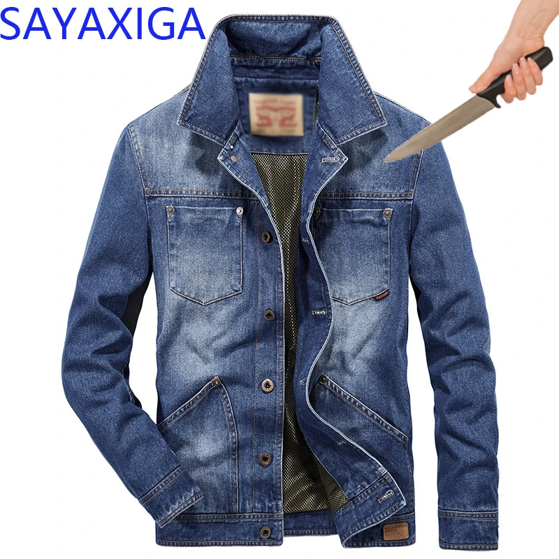 

Self Defense Tactical Anti Cut Knife Cut Resistant Denim Jacket Anti Stab Proof Cutfree Stabfree Military Security Jeans Coat