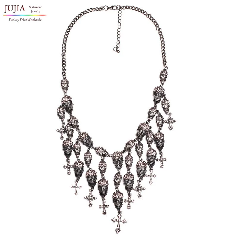 Ожерелье с черепами металлическая цепь кристаллами|necklace heart|necklace pendant silverpendant