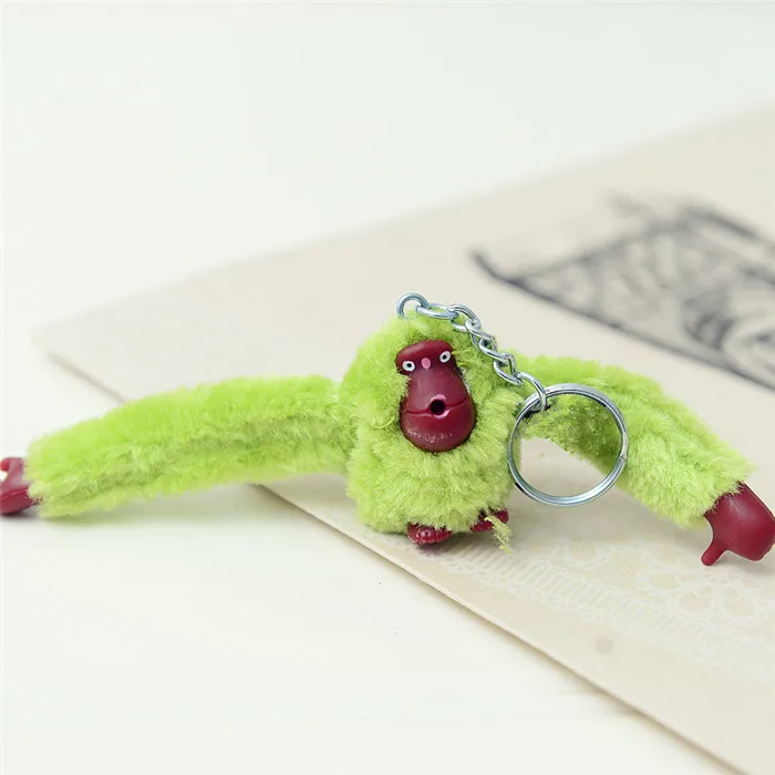 Fashion 10CM Cartoon Orangutan Plush Doll Toy Key Chain Ring Woman Bag Charms Faux Rabbit Fur Pom Pom Monkey Keychain Trinket (8)