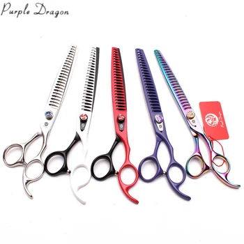 

8" Purple Dragon Professional Pets Hair Clipping Shears Grooming Scissors 23 Teeth Fish Bone Thinning Shears Dog Scissors Z4004