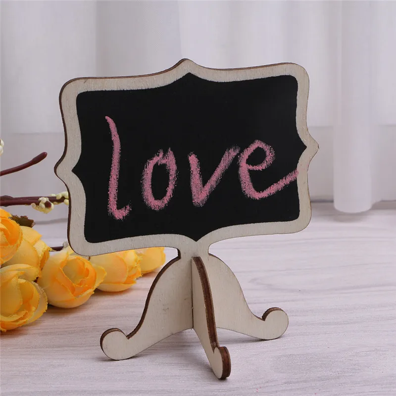 10Pcs/set Mini Wooden Blackboard Chalkboard Wedding Party Stand Table