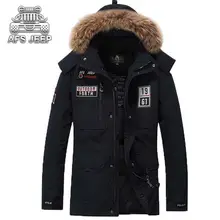 Original AFS JEEP Marke Mens Jacke Mit Großen Pelzhaube Plus größe Dicke Warme Winter Jacken Mantel Weiße Ente Unten Casual Männer Parka