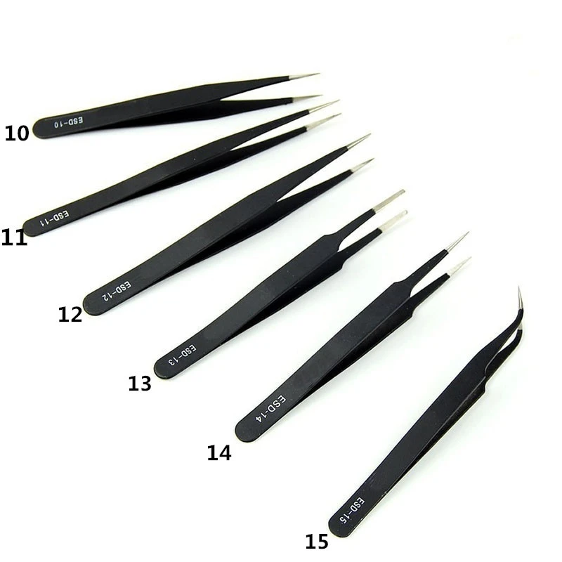 

1.0mm Eyebrow Precision Tweezer Antistatic Tweezers Stainless Model 10 Black Profissional Eyelash Tweezer Maquillajes Para Mujer