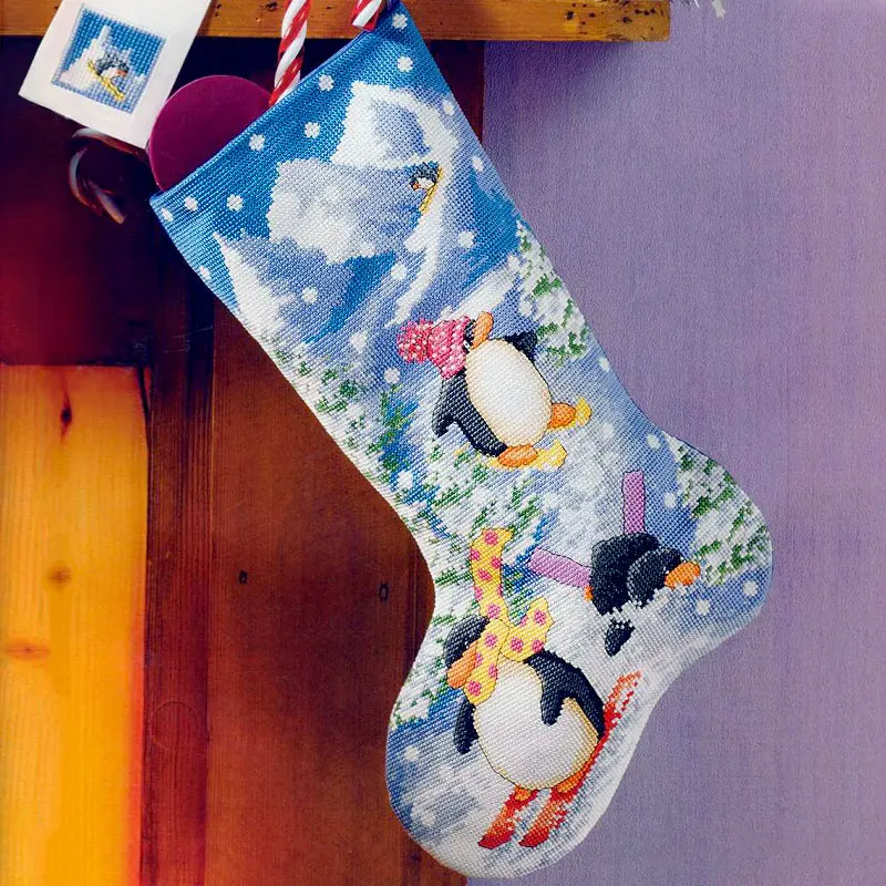 Рождественские сапоги Пингвин Мультяшные животные Сделай Сам наборы для вышивки крестиком Подарочный Набор для вышивки украшение дома настенная живопись рукоделие