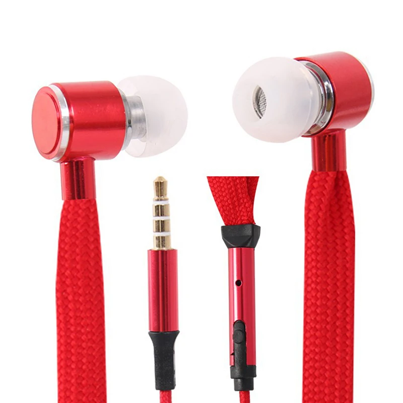 Кружевные наушники, супер бас наушники, металлическая гарнитура, стерео наушники, спортивные наушники с микрофоном - Цвет: Red