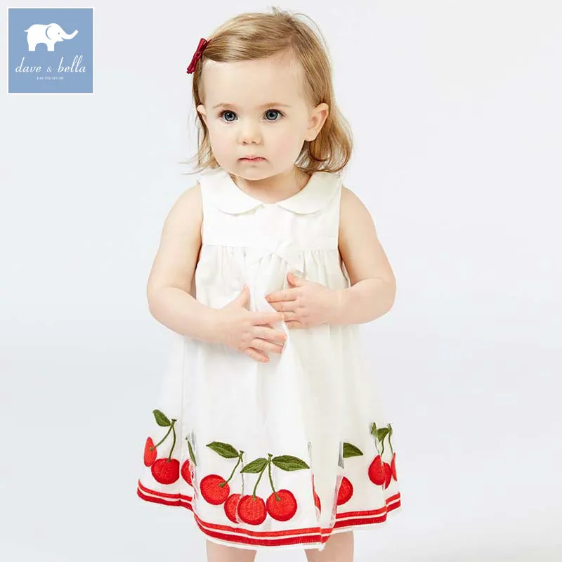 

Dave bella lolita infant toddler girls summer clothing children party wedding dress baby embroidery clothes DB7544