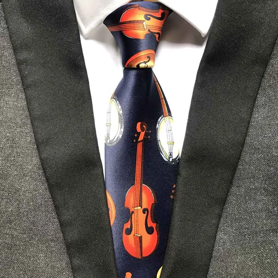 

New Design Men Musical Necktie Musician Concert Party Ties with Music Instruments Pattern