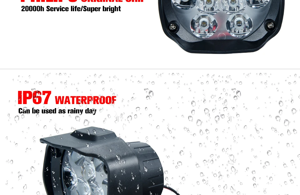 VooVoo Universal 9 LED Motorcycle Light Headlight Assembly Scooter Fog Spotlight 6000K White Car DRL Moto ATV UTV Motorbike Lamp_01 (5)