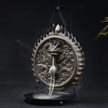 Creative Ceramic Backflow Incense Burner Dragon Sculptures Cone Censer Home Decor Incense Holder Free Shipping