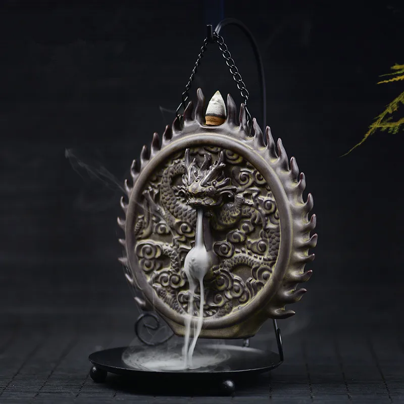 

Creative ceramic backflow incense burner Dragon sculptures cone censer home decor incense burner free shipping