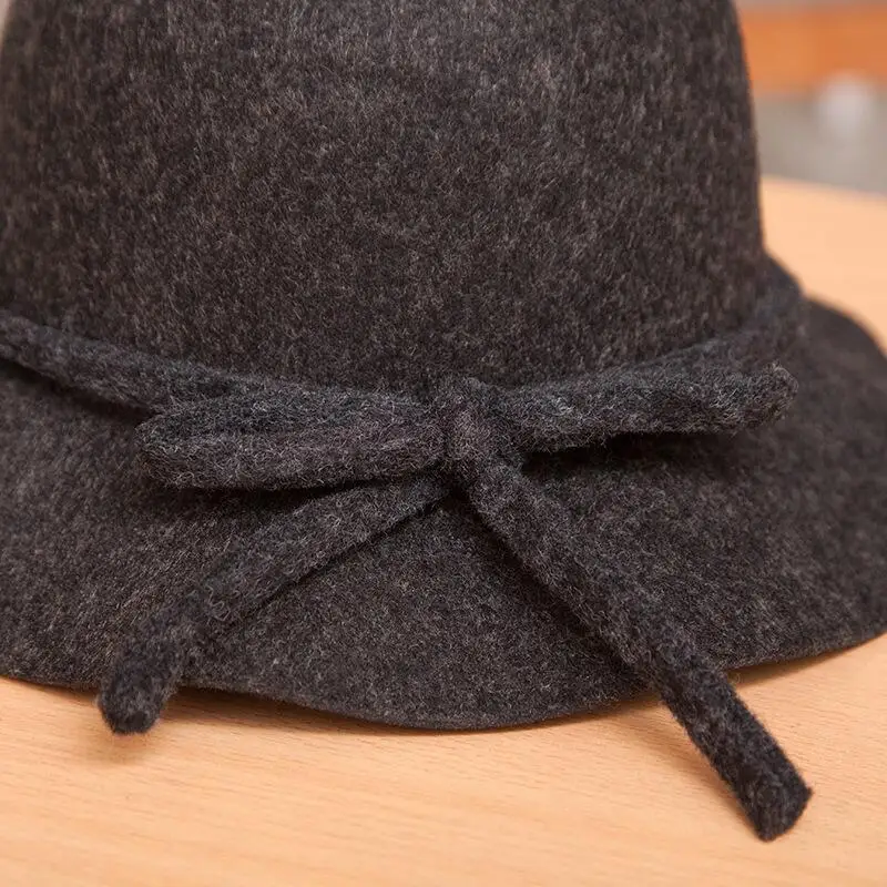 Jiangxihuitian, европейская Осенняя зимняя женская фетровая шляпа, винтажная шляпа от солнца для женщин, дамская шляпа с широкими полями, шерстяная фетровая шляпа с бантом