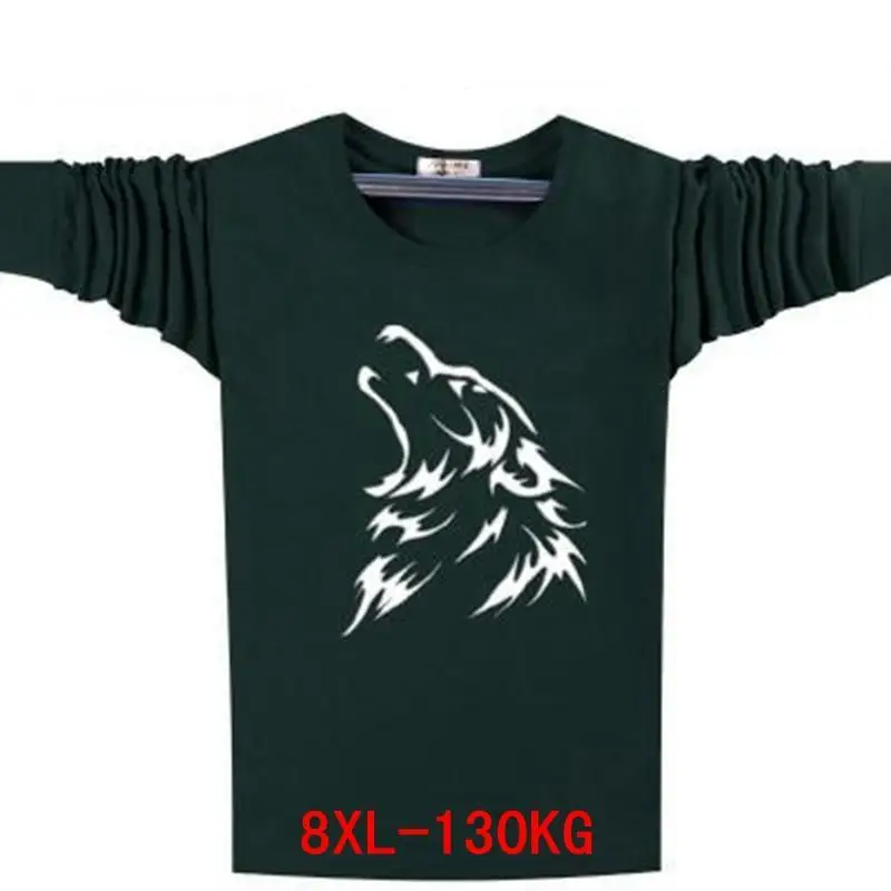 Футболка мужская с длинным рукавом большие размеры 5XL 6XL 7XL 8XL круглым вырезом и