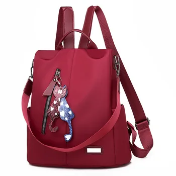 

2019 New Waterproof Backpack Women Red Vintage Large Bag For Female Teenage Girls School Bag Rucksack Solid Backpacks Mochila
