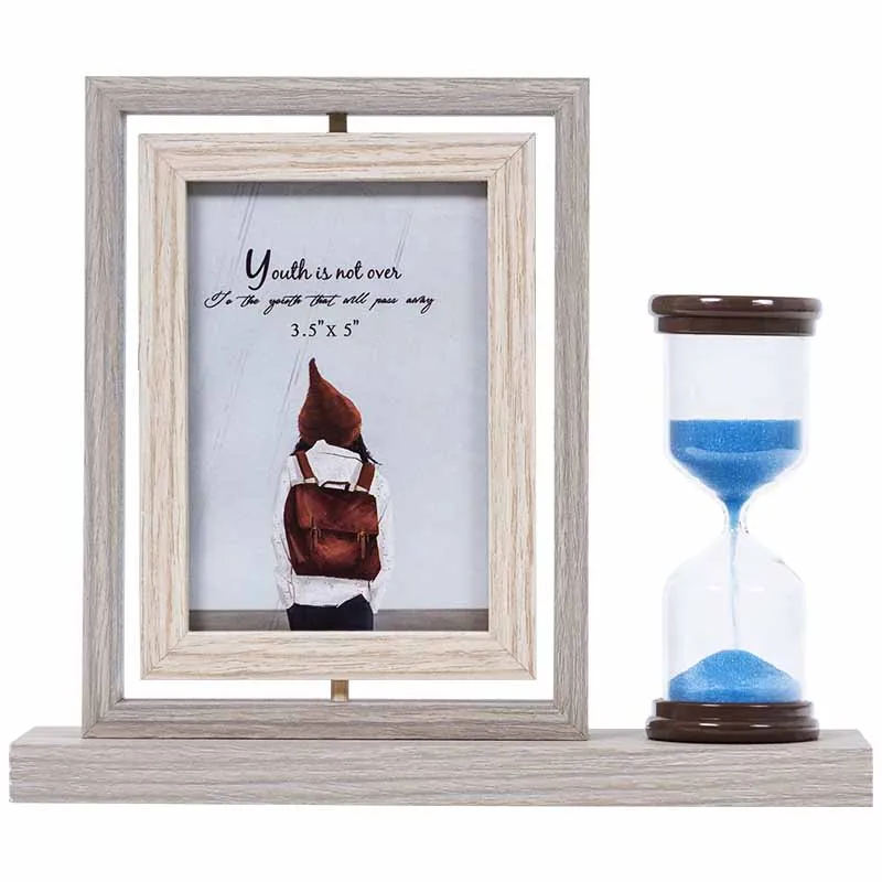 

Light Decoration Photo Frame Photo Frame Desk Water Culture Rotary Table LED Creative Double-Sided Photo Frame 5 Inch Nordic