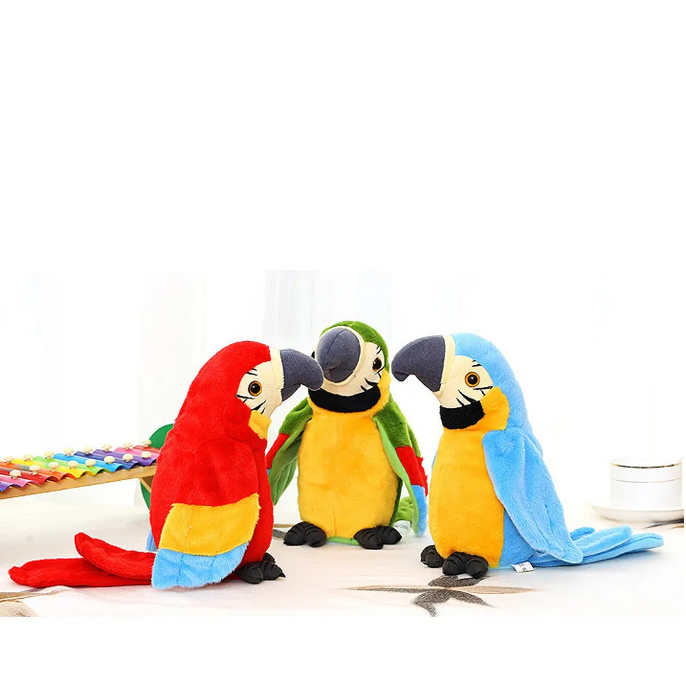 Очаровательны электрическая игрушка плюшевая как попугай говорящая игрушка запись повторяет машет крыльями Милый Попугай чучела плюшевых игрушек