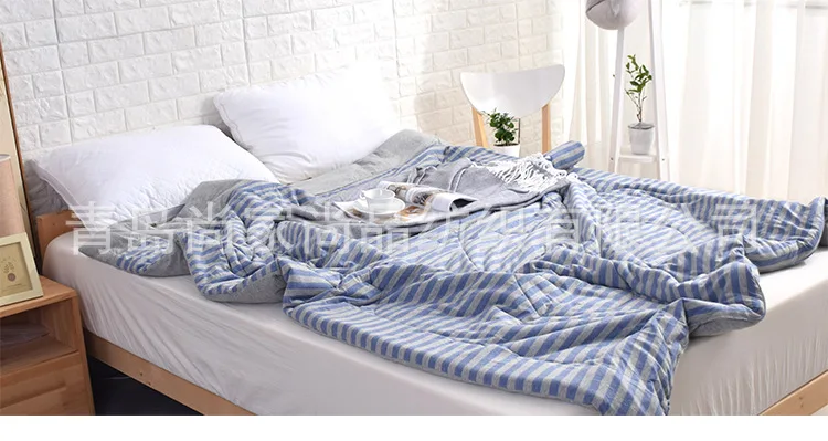 Хлопок, трикотажное стеганое одеяло, японский стиль, в полоску, дизайн, зимние, толстые, зимние, теплые, хлопковые одеяла