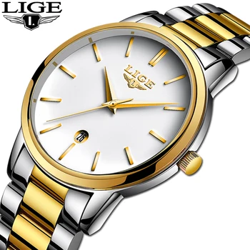 

LIGE Fashion Casual Brand Lovers Watch Waterproof Ultra-thin Simple Stainless Steel Wristwatch men watch Ms Relogio Masculino