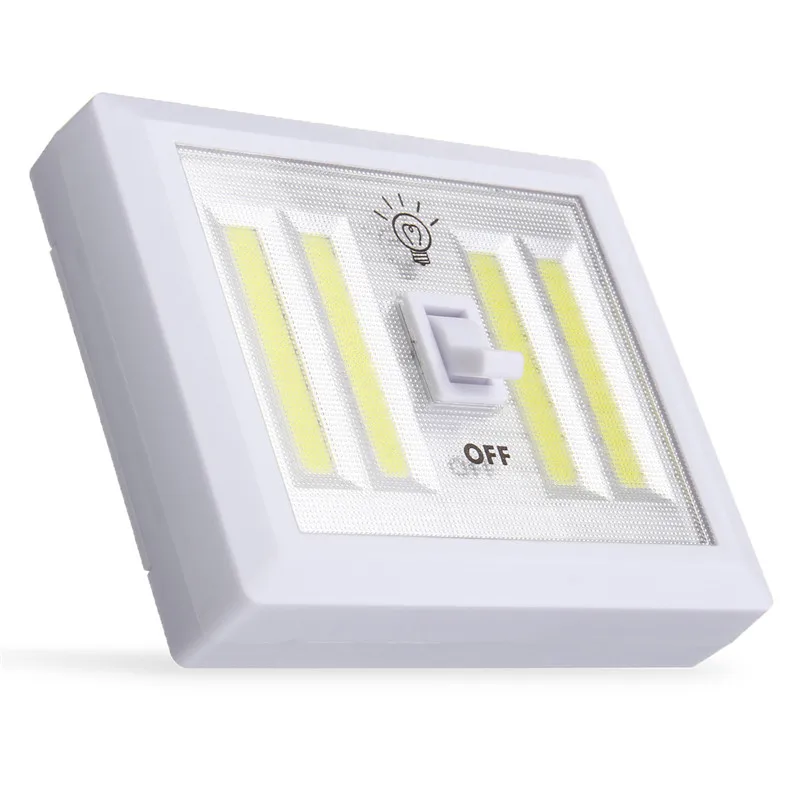 Jiguoor Battery Powered 4 Cob Led Switch Night Light Wall Lamp For