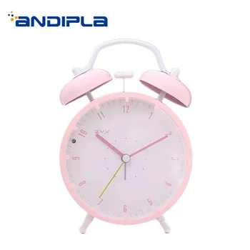 

Brief Solid Color Alarm Clock Metal Mute Time Clocks / Bedroom Decoration Adornment Crafts Small Night Light Modern Time Watch