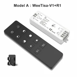 Wireless LED Dimmer Switch with Touch Remote for Single Color LED Strip Lights (V1 with R1 Set)
