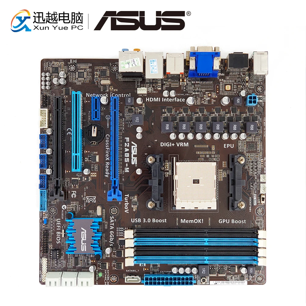 

Asus F2A85-M Desktop Motherboard A85X Socket FM2 DDR3 64G SATA3 USB3.0 VGA DVI HDMI uATX