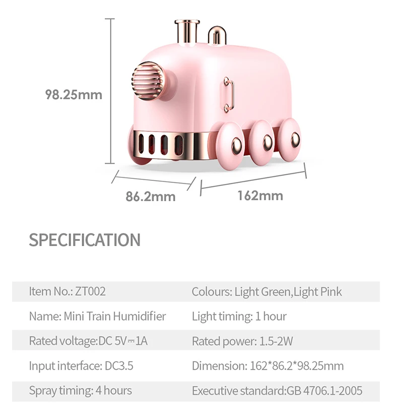Online 300ml Ultraschall luftbefeuchter Retro Mini Zug USB Aroma Air Diffusor Ätherisches Öl Nebel Maker Fogger Mit Farbe LED Licht
