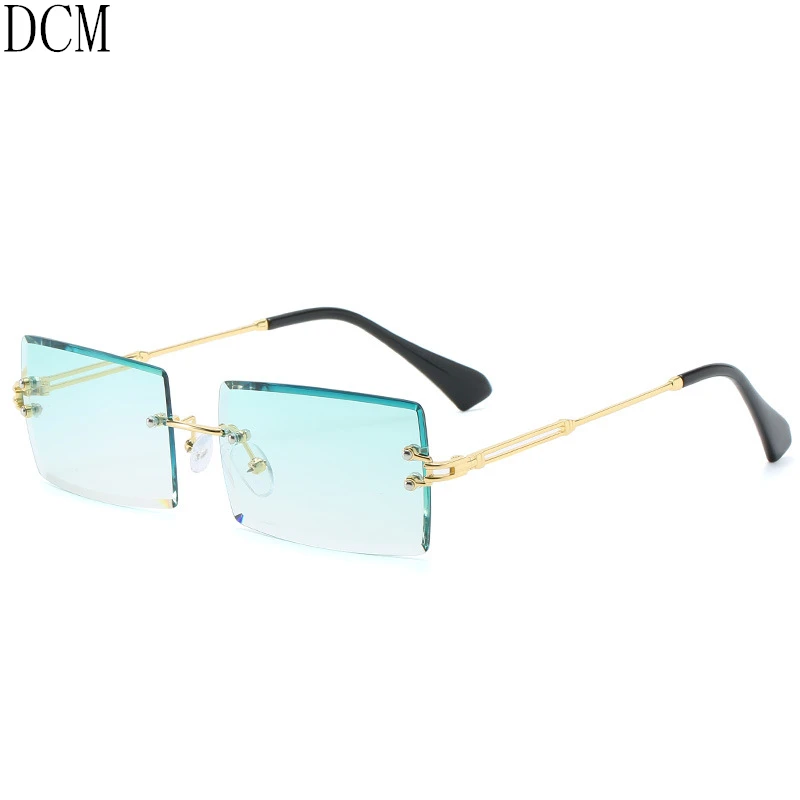 Маленькие прямоугольные Солнцезащитные очки женские без оправы Квадратные Солнцезащитные очки для женщин Летний стиль женские uv400 зеленый коричневый