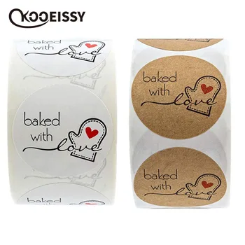

500pcs Inch Round Natural Kraft Handmade with Love Stickers stickers for wedding decoration cards party invitations Stickers