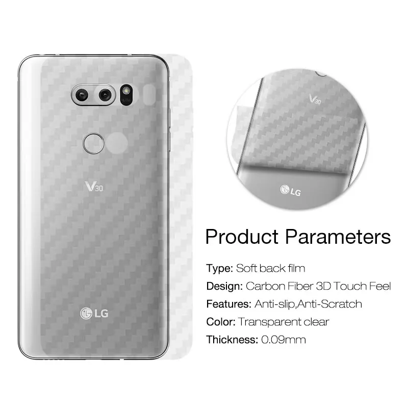 3Pcslot Back Protector Film On The For LG V30 G6 Q6 Plus 3D Full Coverage Screen Protector For LG G7 Plus V20 Carbon Fiber Film (5)