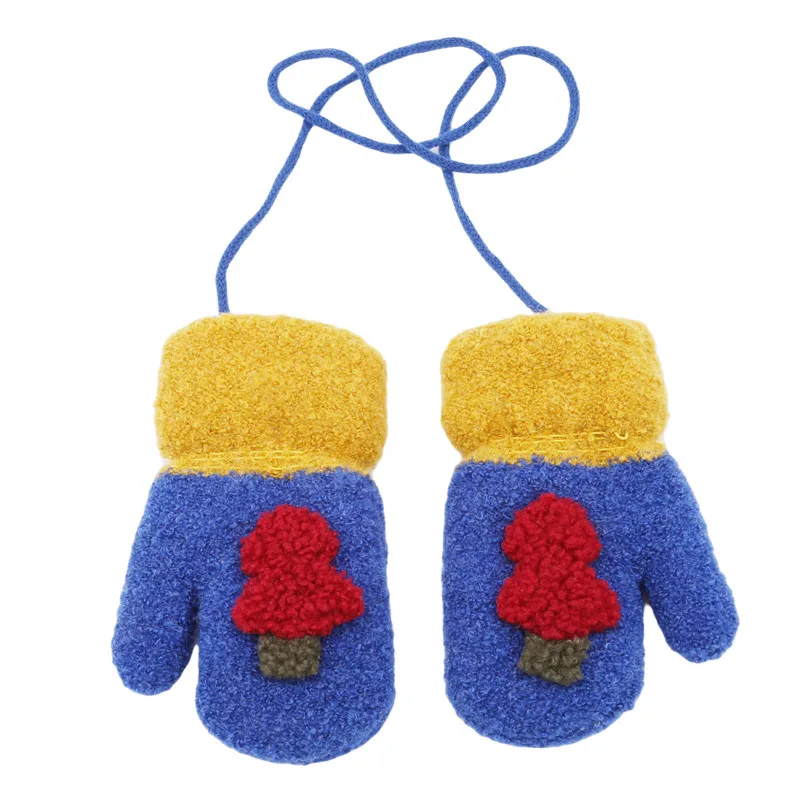 Royal blue Новые полки зимние рождественские подарки на Рождество дерево для маленьких мальчиков и девочек вязаные перчатки теплые веревки полный палец перчатки детские перчатки - Цвет: Royal blue