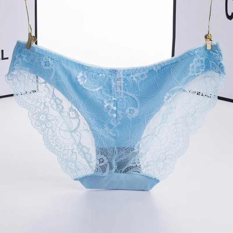 

Sexy Women's Lace Brief Seamless Cotton Breathable Panty Hollow Embroidered Briefs Underwear Plus Size