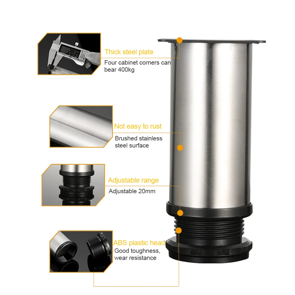 Stainless Steel Furniture Leg Adjustable Cabinet Foot Round Tube Adjustable Foot Cover Thickened Reinforcement Cabinet Foot