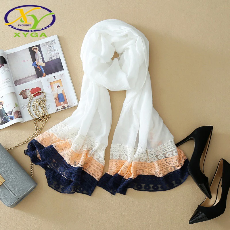 Cotton Soft Lace Scarves for Women 2018 Fashion Female Striped...