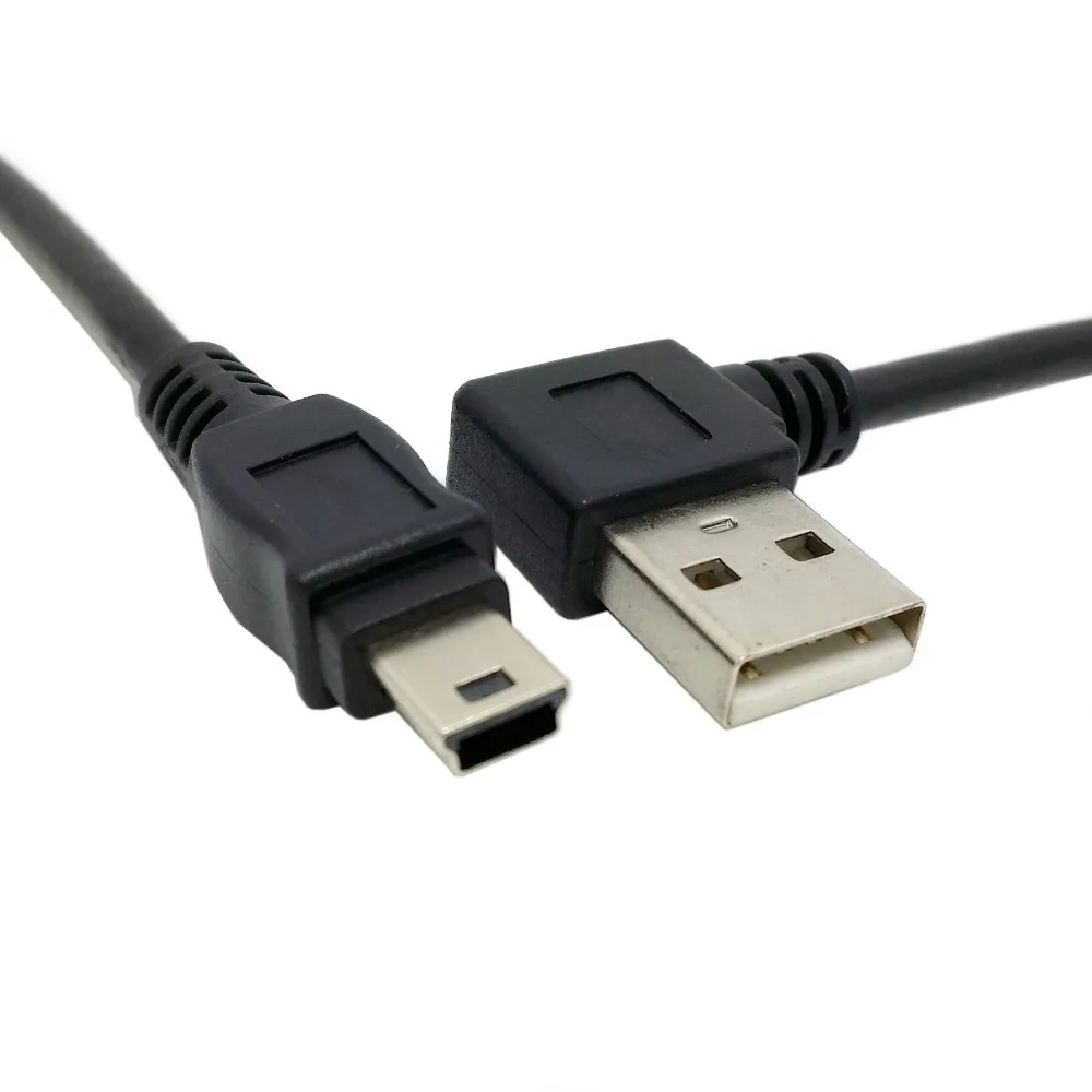 

CY USB 2.0 A Male Left Angled 90 Degree to USB Mini B Male Cable 50cm Black with Braid Cable