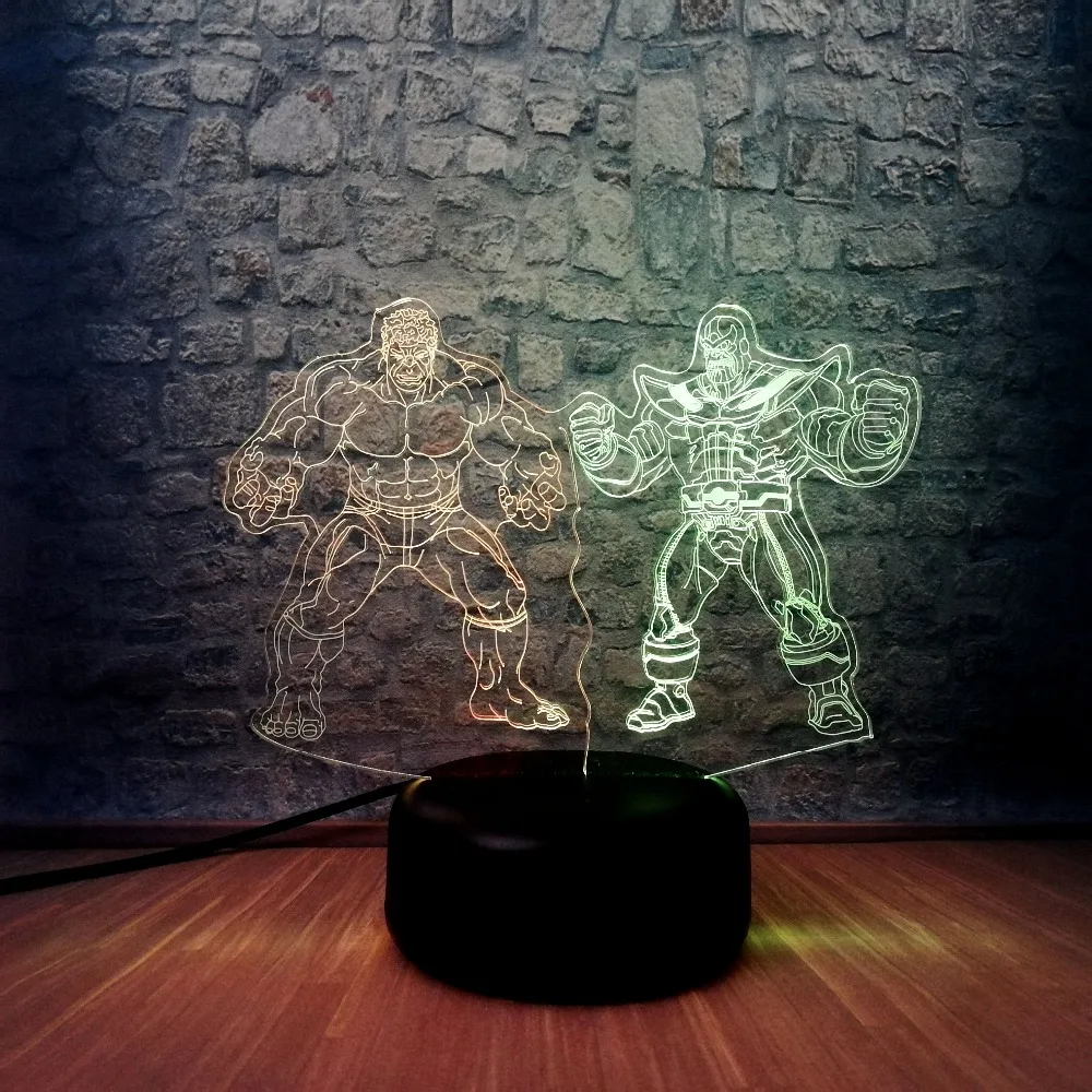 Marvel Hero Hulk и Thanos RGB Ночной светильник 3D LED микс Цвет настроение градиент ночной