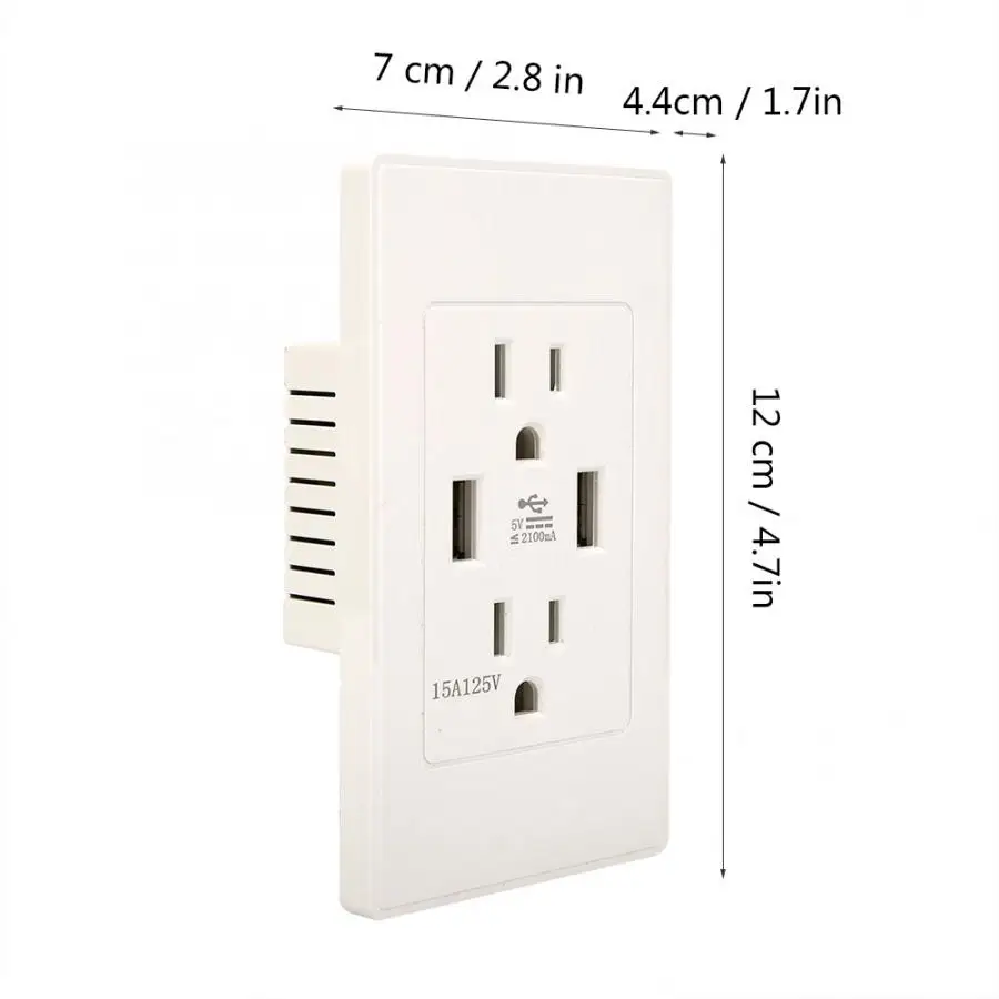 PC матовая панель США настенная розетка USB розетка 125 V 15A(DC5V4200mA) умная вилка