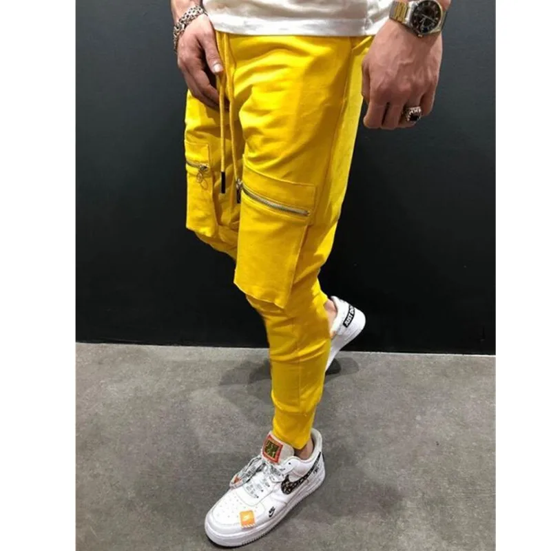 New Spring Sportswear Mens Pants Elastic Waist Sweatpants Loose Pockets Male Pants Joggers Casual Pants Men