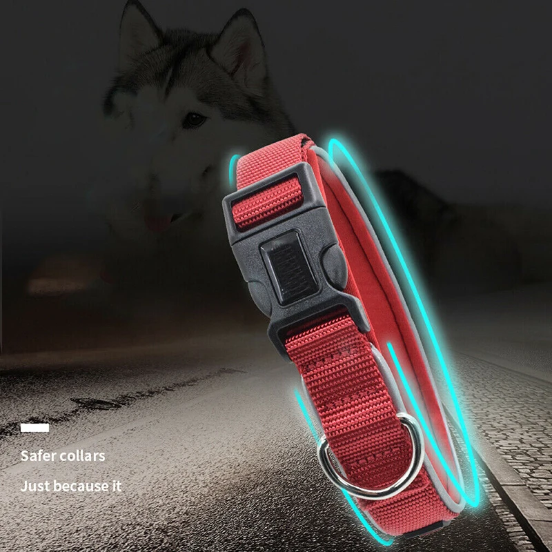 

1pc LED Light Dog Cat Collars Nylon Pet Night Safety Bright Flashing Adjustable Puppy Dog Supplies Products New