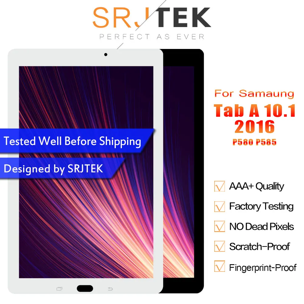 SRJTEK LCD For Samsung Galaxy Tab A 10.1 2016 P585 P580 SM-P585 SM-P580 Dispaly Matrix Screen Touch Digitizer Sensor Assembly