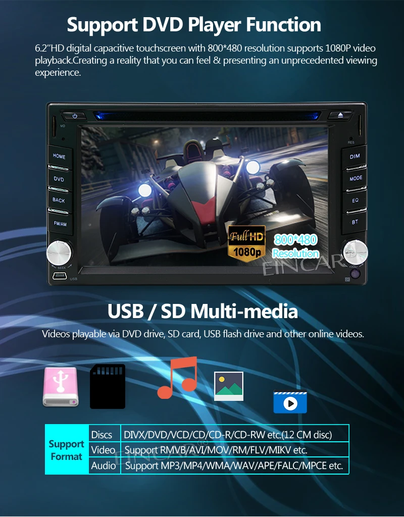 Sale Android 7.1 Octa Core 2Din Car Stereo Radio with Bluetooth GPS Navigation DVD Touch Screen Support WIFI,Subwoofer,AUX,USB SD,DVR 4