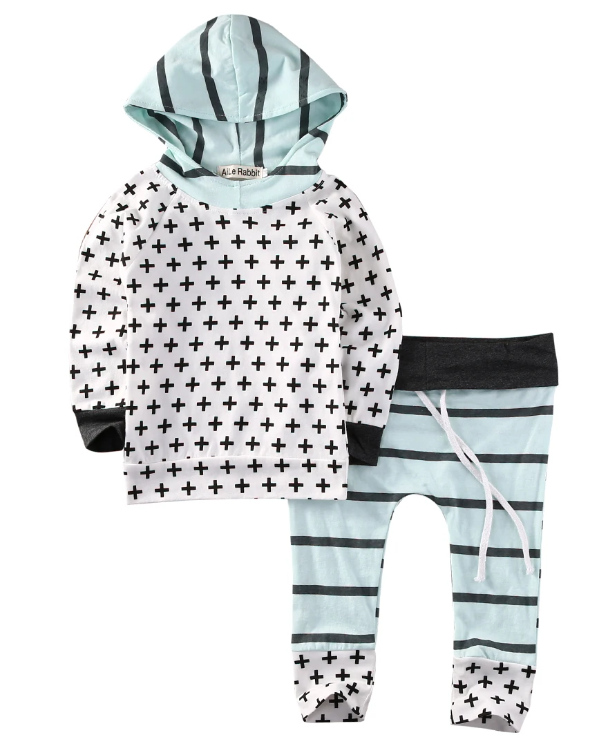 

2PCS Newborn New Fashion Baby Boys Girl Hooded Tops Sweatshirt + Pants Outfit 2pcs set newborn baby boy clothes sets