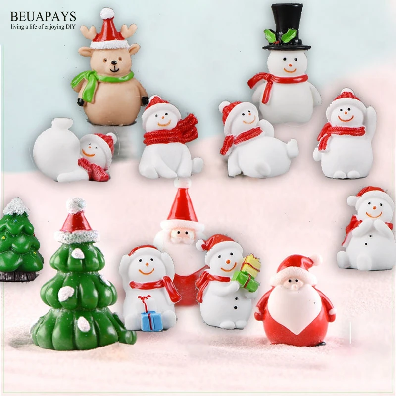 

13pcs/set Christmas Figurines Miniatures bonsai home decoration accessories Snowman Scenery Snowpot Landscape Decoration Santa