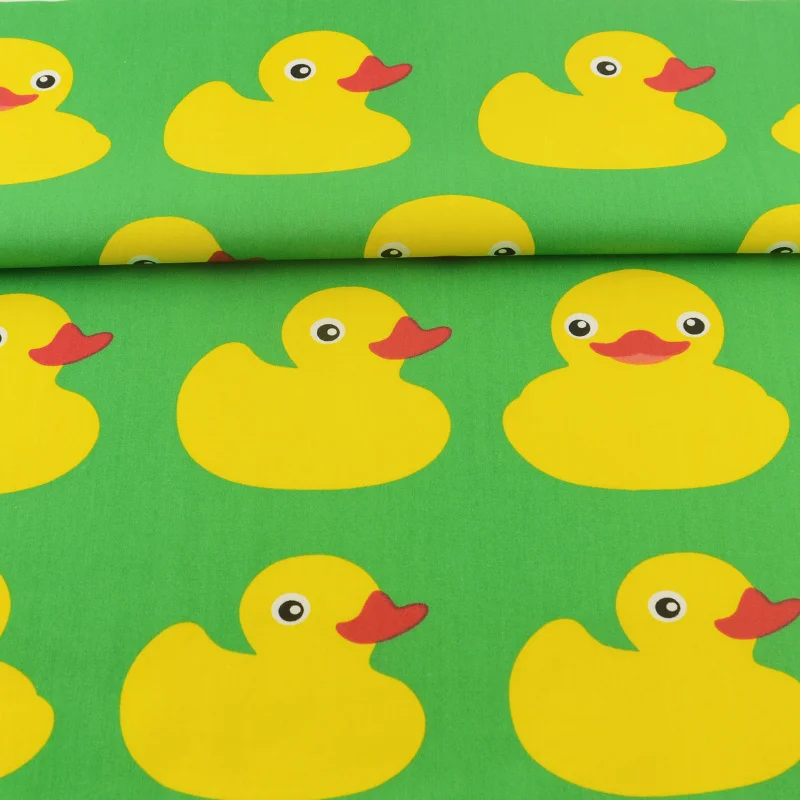 100 Cotton Fabric Green Cartoon Little Ducks Designs Quilting