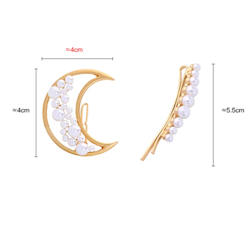 Заколки для волос для женщин, модные милые заколки для волос с искусственным жемчугом, аксессуары для девочек, свадебные украшения для волос с круглой Луной и звездами, заколки для волос 019